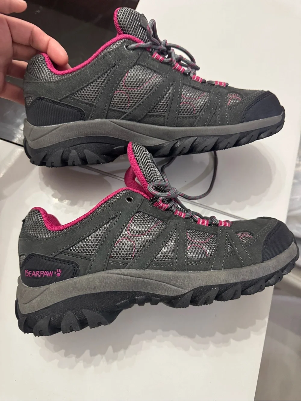 BearPaw Gray and Pink Women's Hiking Sneakers